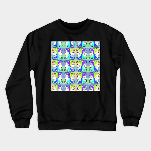 Checked Rainbow Minty Kaleidoscope Memphis Design Pattern Crewneck Sweatshirt by BillingtonPix